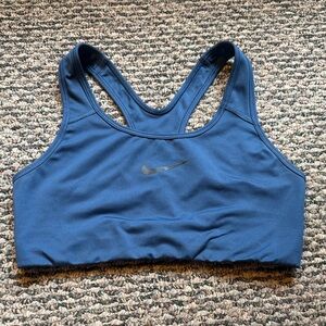 Nike Women's Navy Racerback Sports Bra with Reflective Swoosh